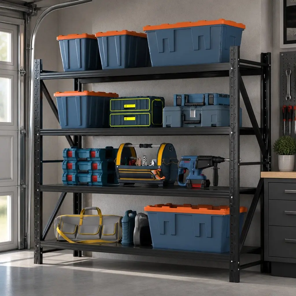 Garage Shelving Unit 2Mx1.8Mx0.6M Warehouse Storage Rack Pallet Racking Black