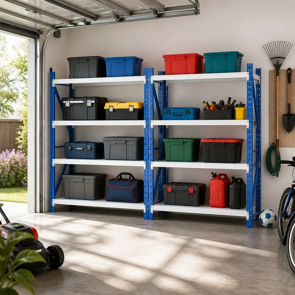 Storage Rack Steel 4M Blue Grey Industrial Garage Shelving Unit