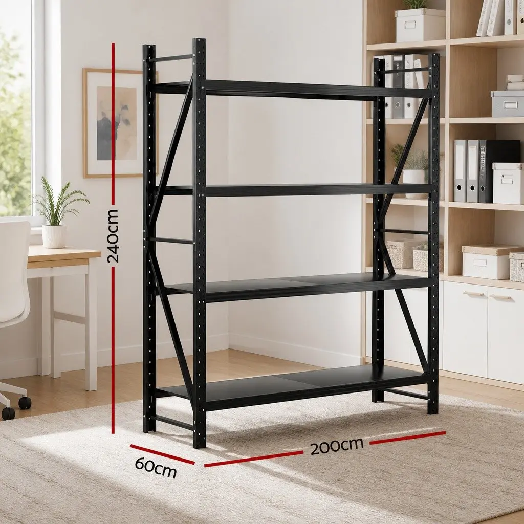Storage Rack Steel 4 Tier Black