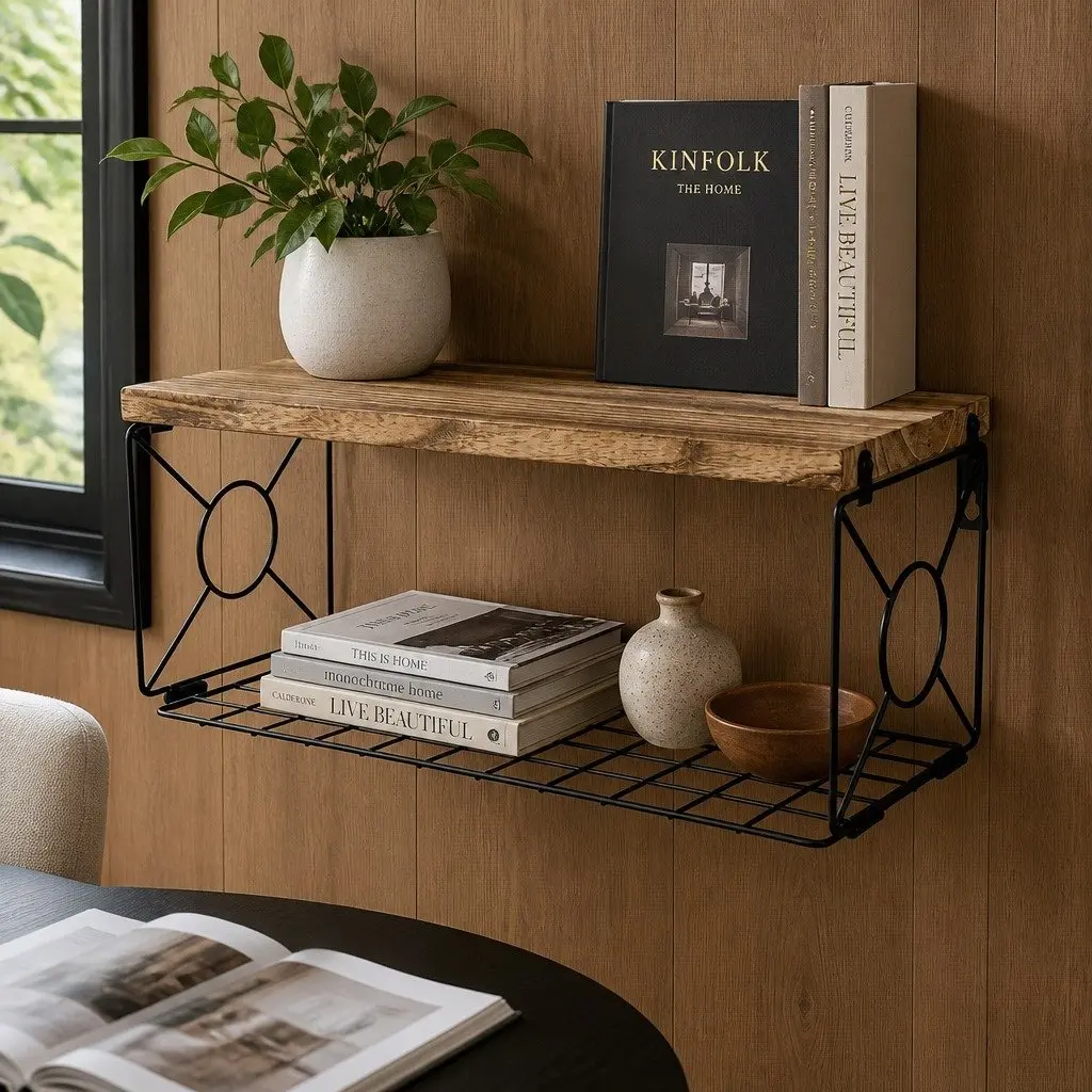 Floating Wall Shelves Set Paulownia Wood 3 Piece Brown