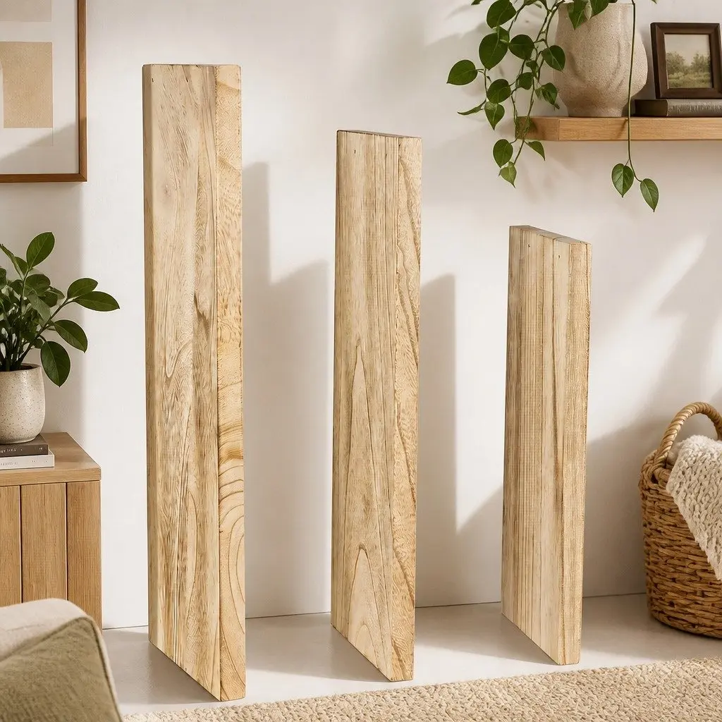 Floating Wall Shelves 4Pcs Rustic Wood Storage Display Rack Bookshelf Set