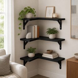 Corner Floating Shelves 3Pcs L-Shaped Wall-Mounted Storage Kitchen Living Room
