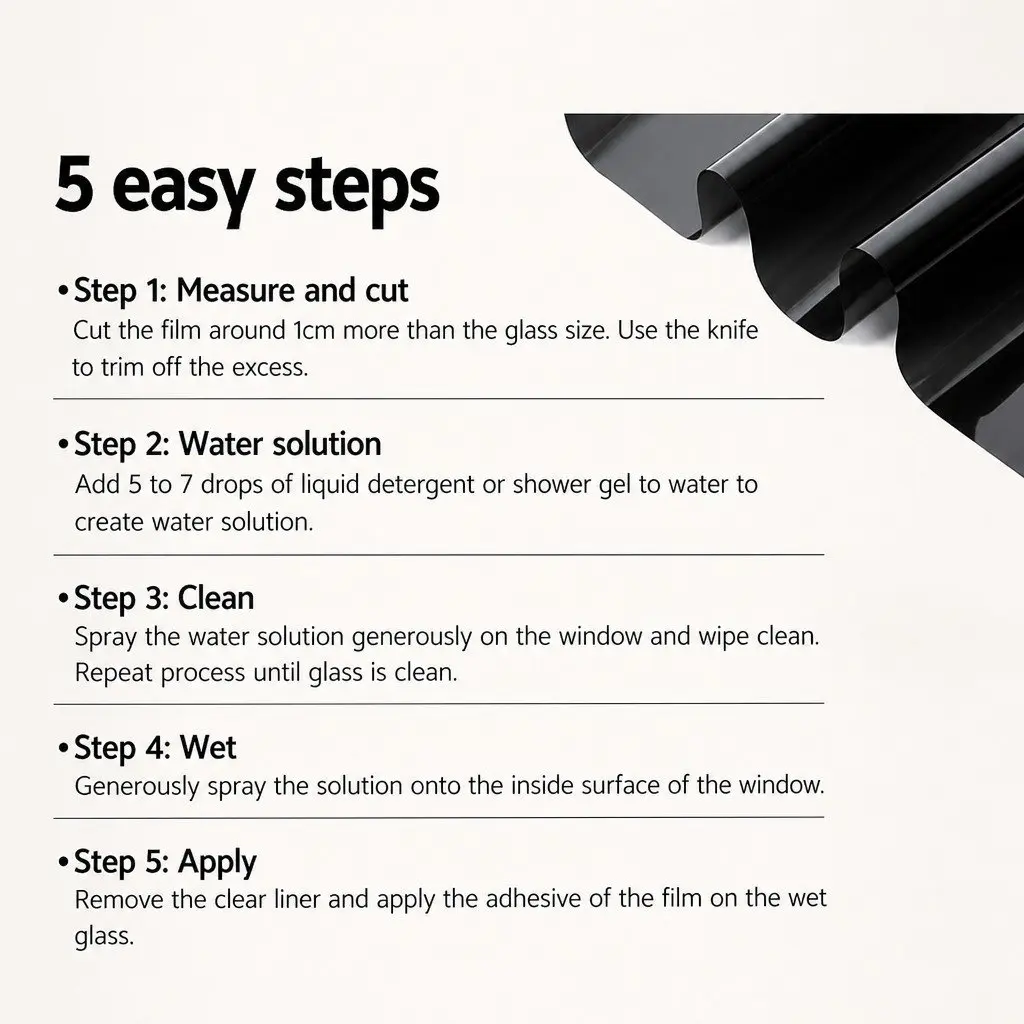 Window Tint Film Black 76cm x 7m 5 VLT Automotive Glass Tinting