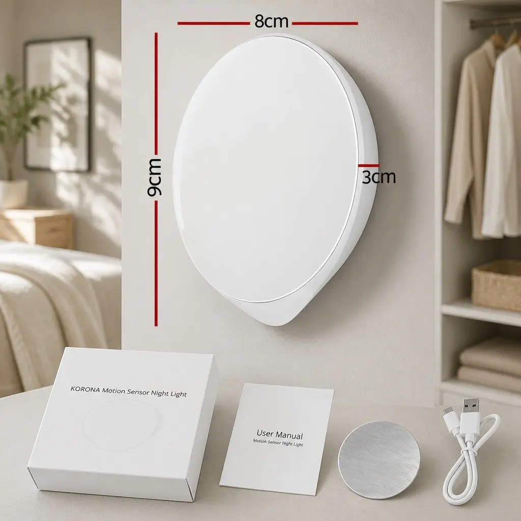 Motion Sensor Night Light ABS 8 x 9 x 3 cm White