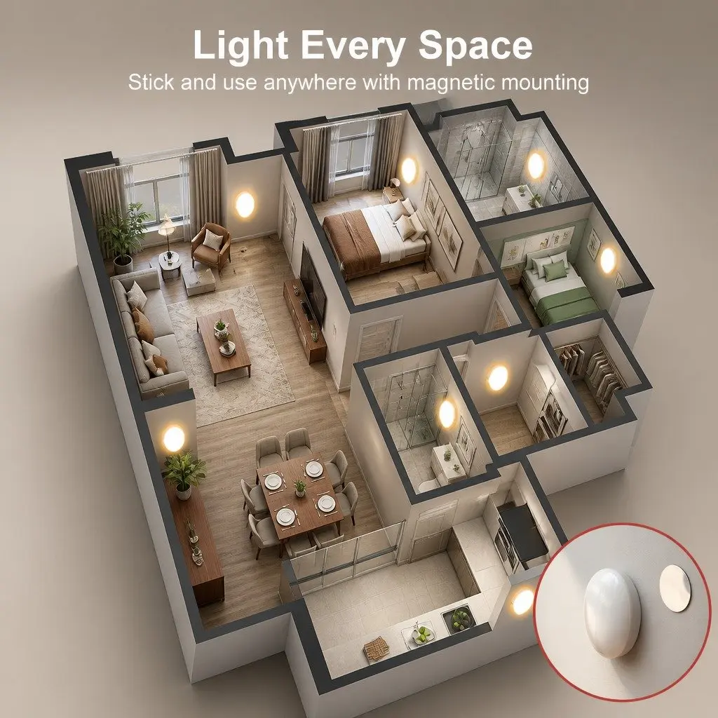 Motion Sensor Night Light ABS 8 x 9 x 3 cm White 2 Pack