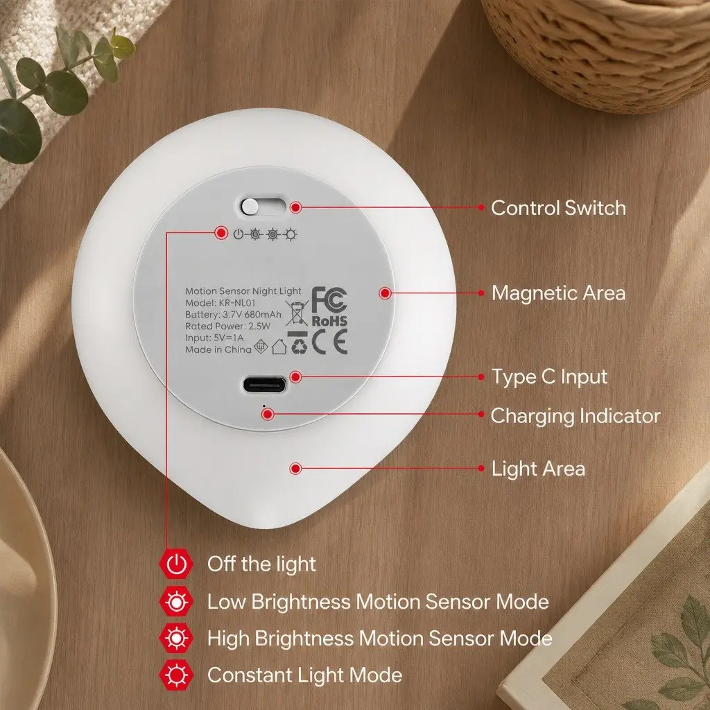 Motion Sensor Night Light ABS 8 x 9 x 3 cm White 2 Pack