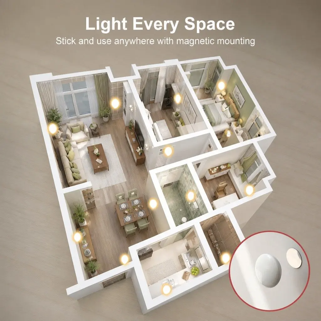 Motion Sensor Night Light ABS Plastic 8 x 9 x 3 cm White 3 Pack