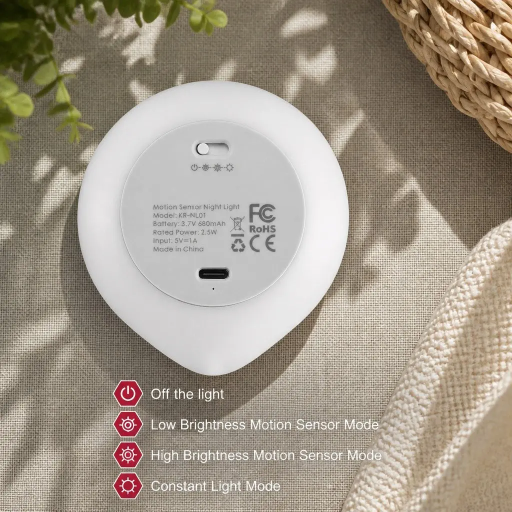 Motion Sensor Night Light ABS Plastic 8 x 9 x 3 cm White 3 Pack