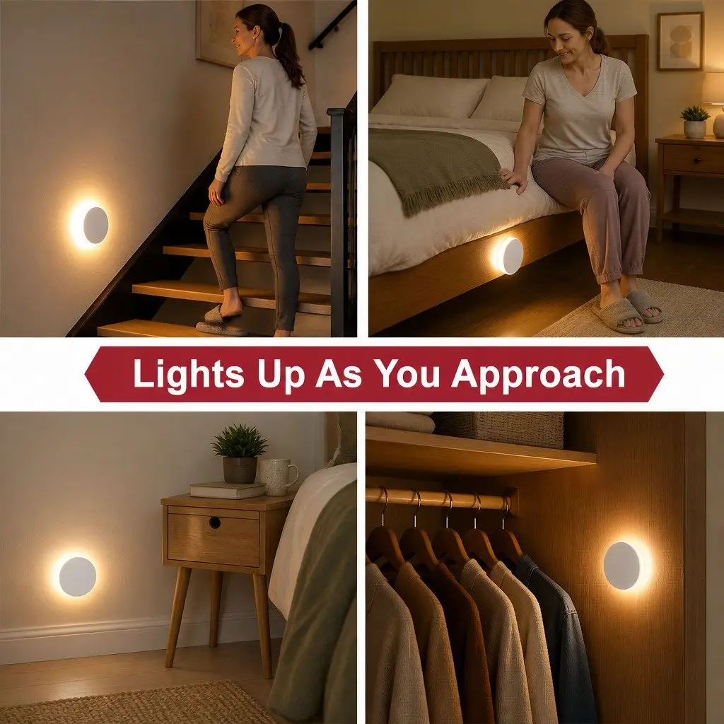 Motion Sensor Night Light ABS 8 x 9 x 3 cm White 4 Pack