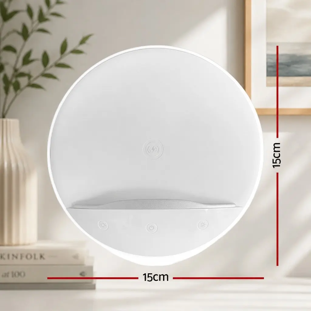 Table Lamp LED White 15x15x8.5cm Wireless Charger Phone Holder Touch Control Dimmable