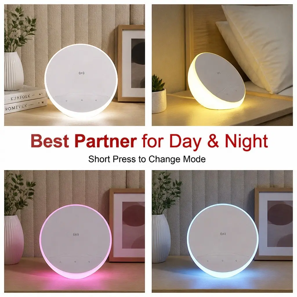 Table Lamp LED White 15x15x8.5cm Wireless Charger Phone Holder Touch Control Dimmable