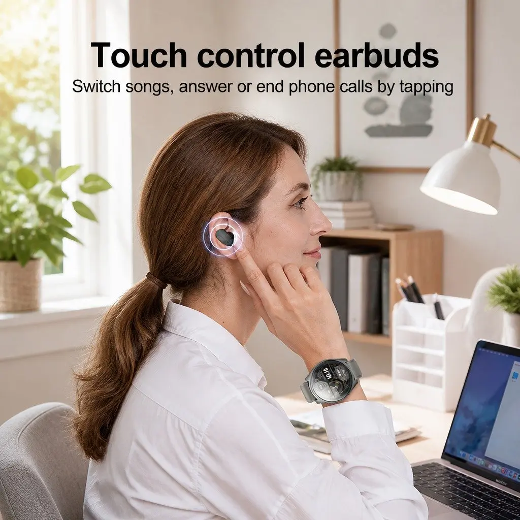Watch with Wireless Earbuds and HD Display