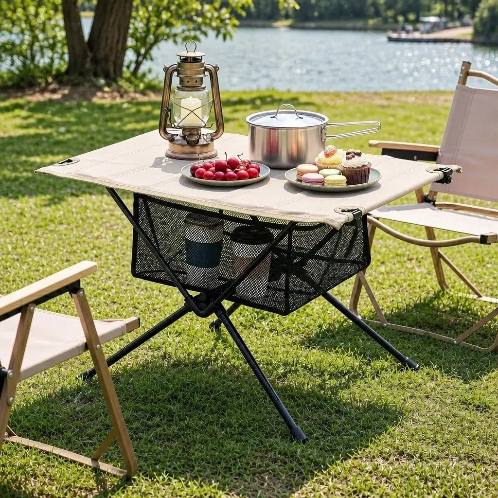Folding Camping Table with Waterproof Surface