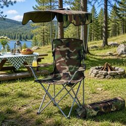 Folding Outdoor Camping Chair with Canopy - Lightweight