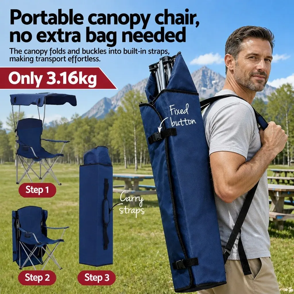 Folding Camping Chair with Canopy for Outdoor Use