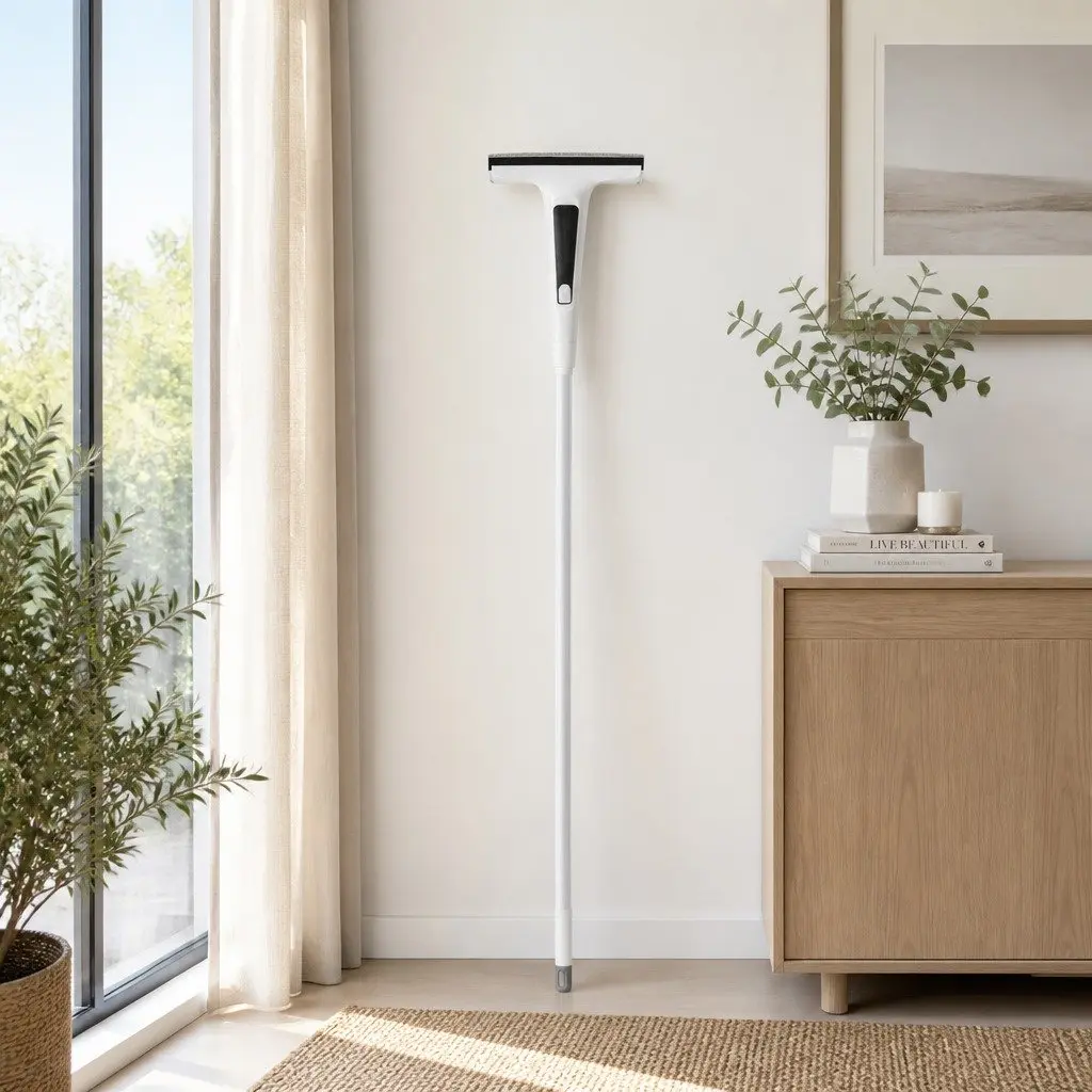 Window Cleaner Squeegee Microfiber 136cm Extendable White