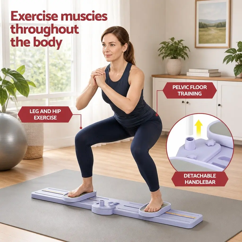 Thigh Hip Exerciser PP Foldable Ski Machine 126cm x 90cm Purple