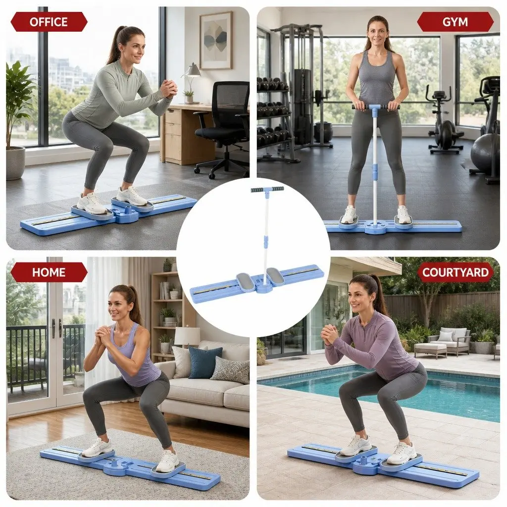 Thigh Hip Exerciser PP Foldable Ski Machine 126cm x 90cm Purple