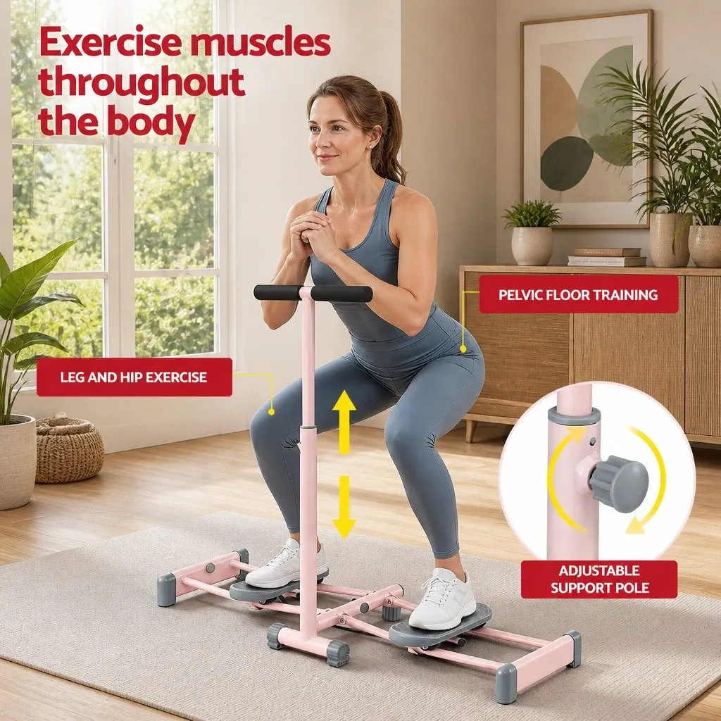 Ski Exercise Machine PP Steel 105cm x 95cm Pink