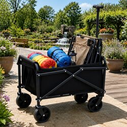 Garden Cart Folding Trolley Wagon Camping Beach Outdoor Transport Black Steel