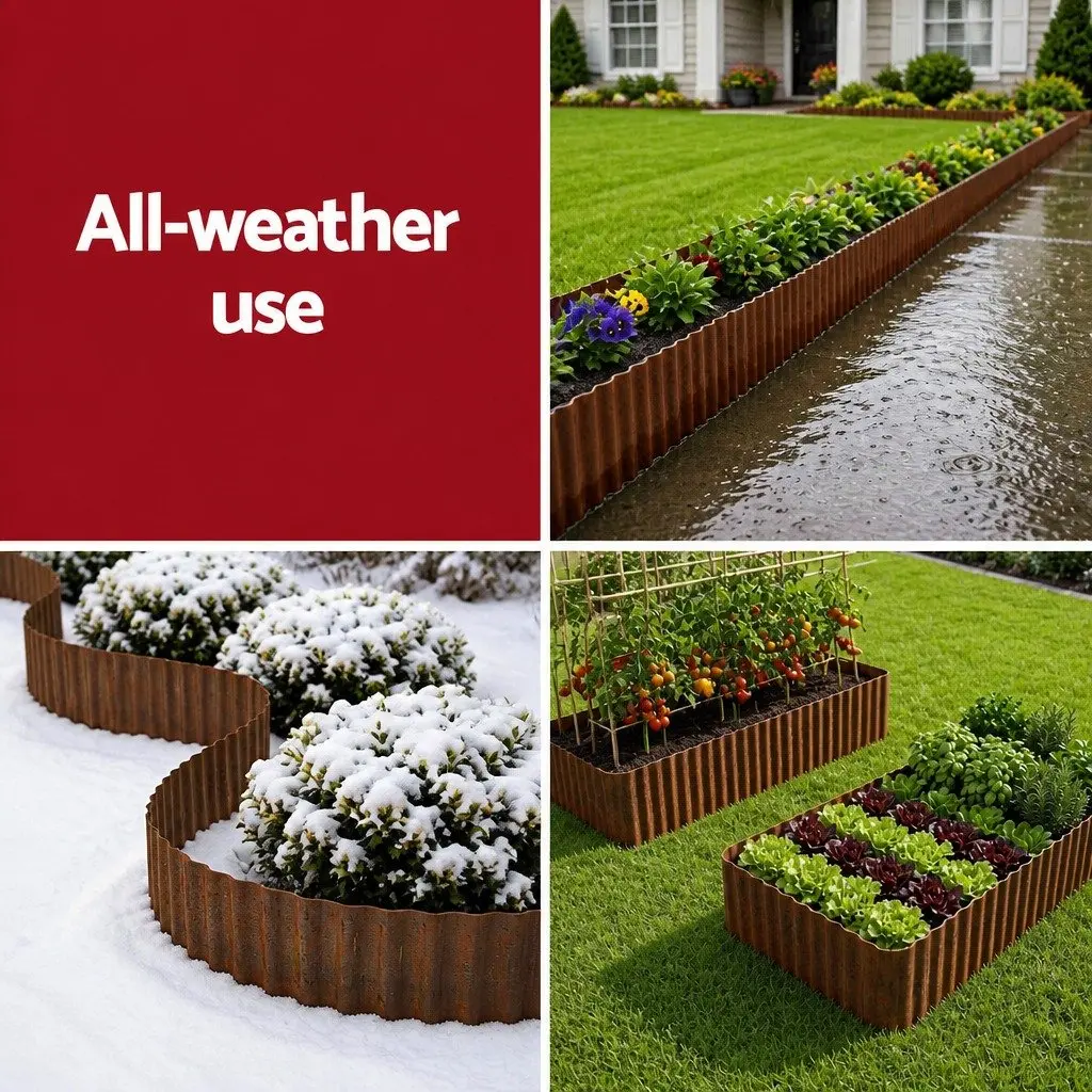 Garden Edging Metal Flexible Border Cold-Rolled Steel 10ft Rust