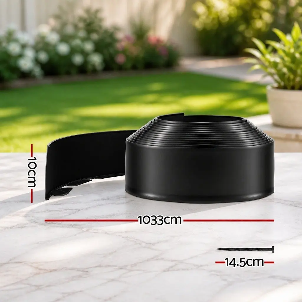 Garden Edging Flexible Plastic 33ft Black Landscape Edging 30 Piece