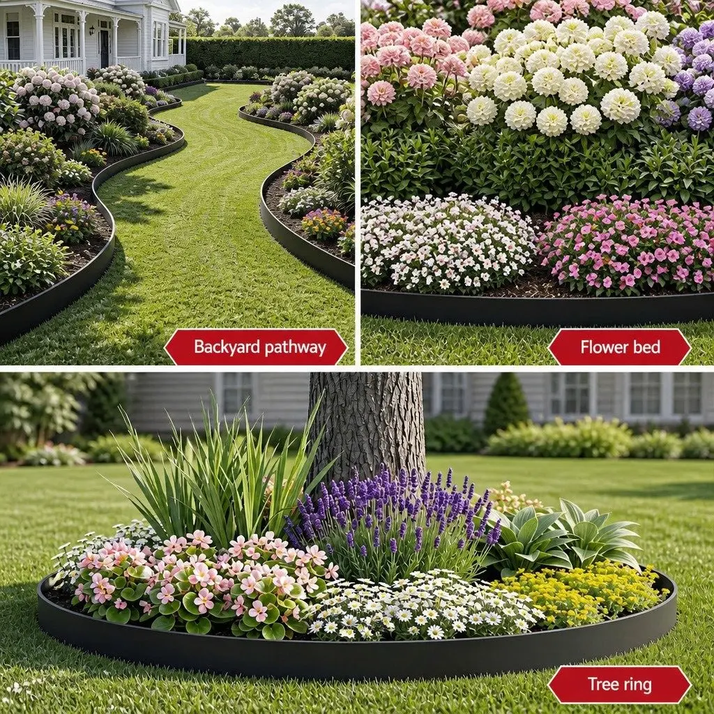 Garden Edging Flexible Plastic 33ft Black Landscape Edging 30 Piece