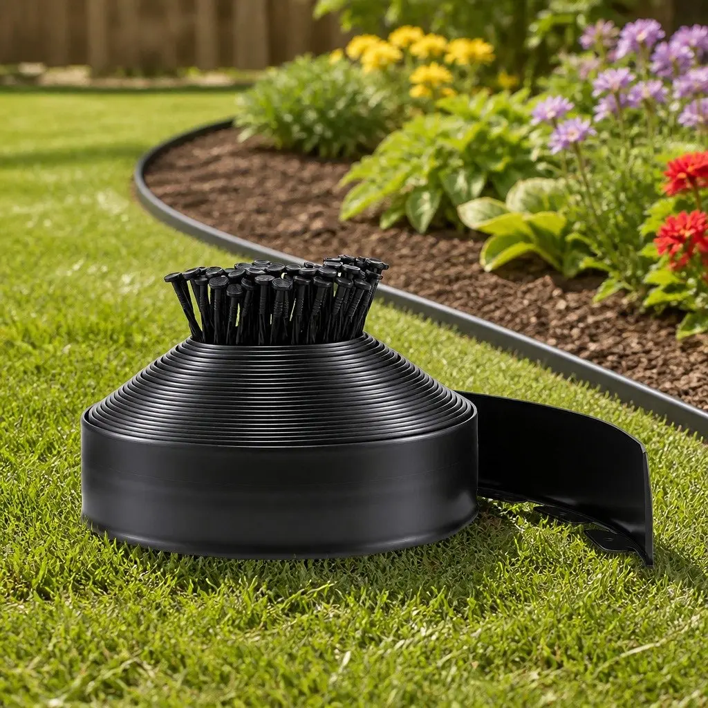 Garden Edging Flexible Plastic 60ft Black