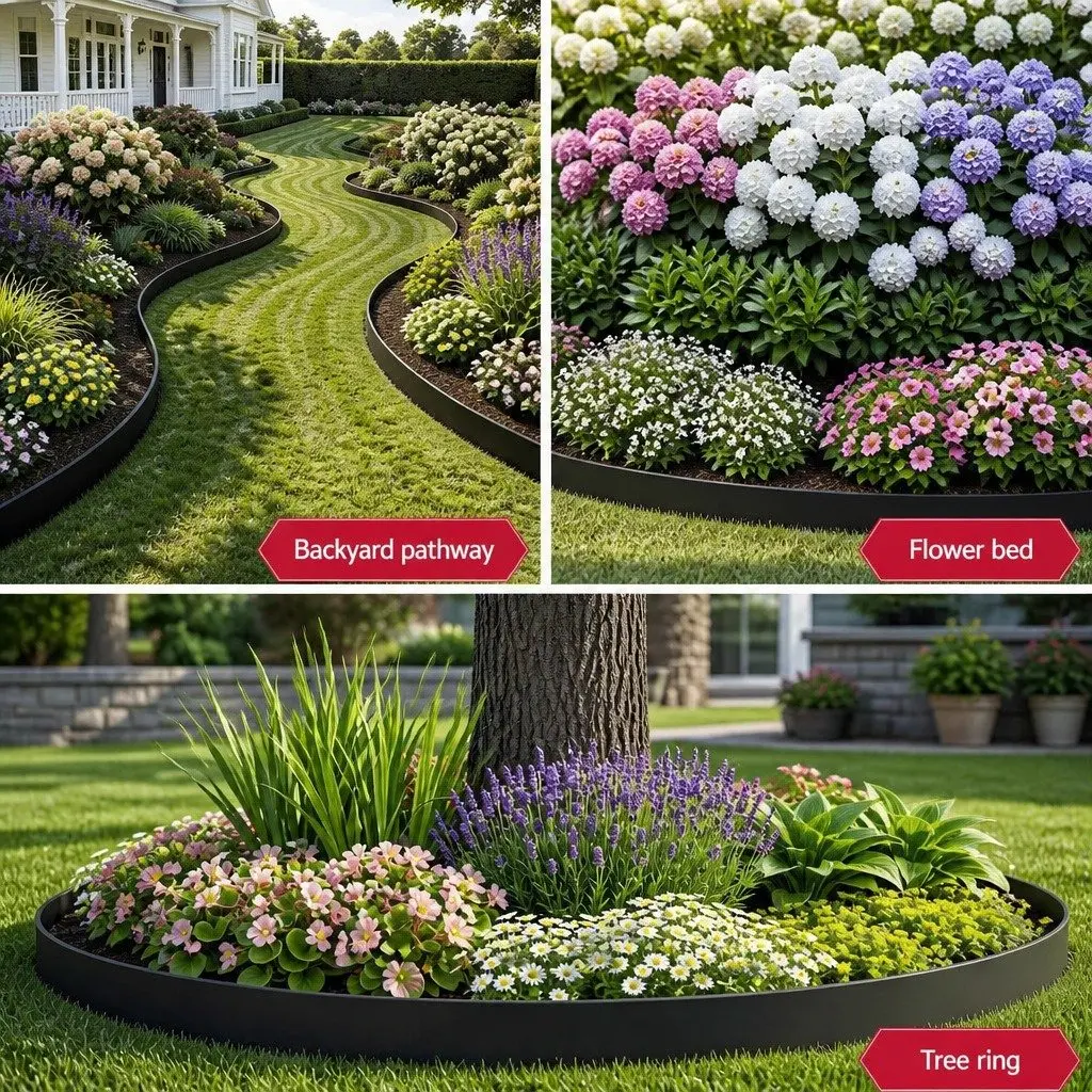 Garden Edging Flexible Plastic 60ft Black