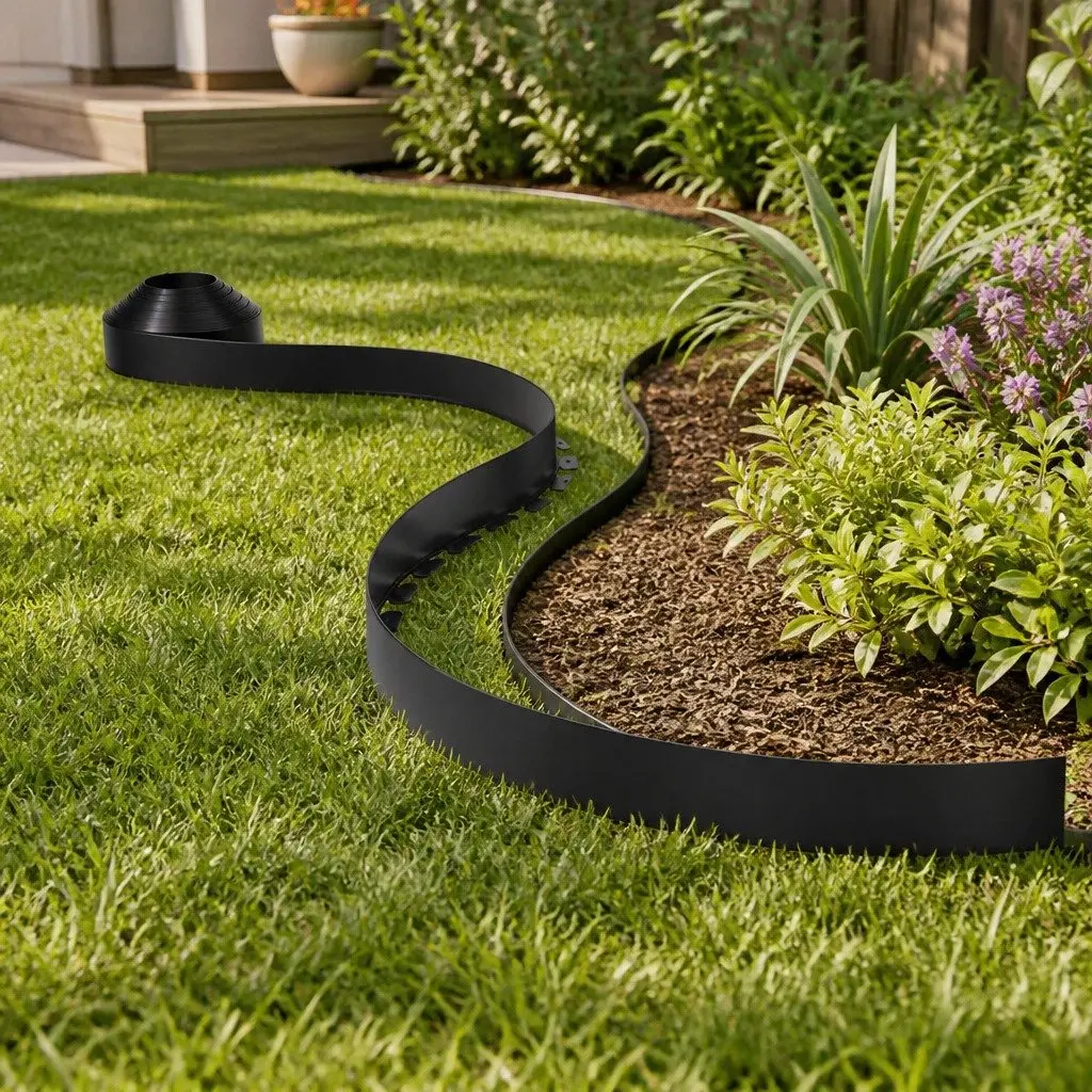 Garden Edging Flexible Plastic 60ft Black