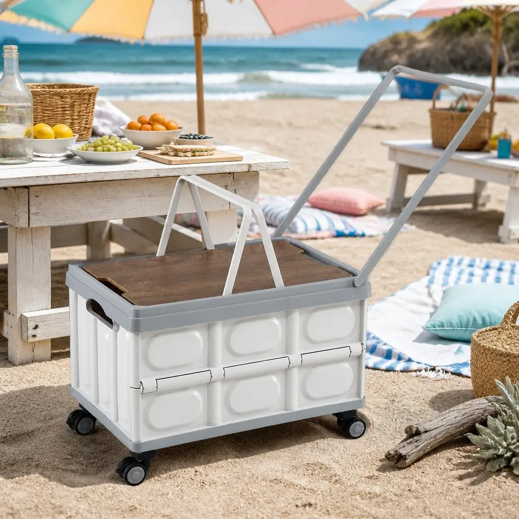 54L Collapsible Storage Box with Wheels