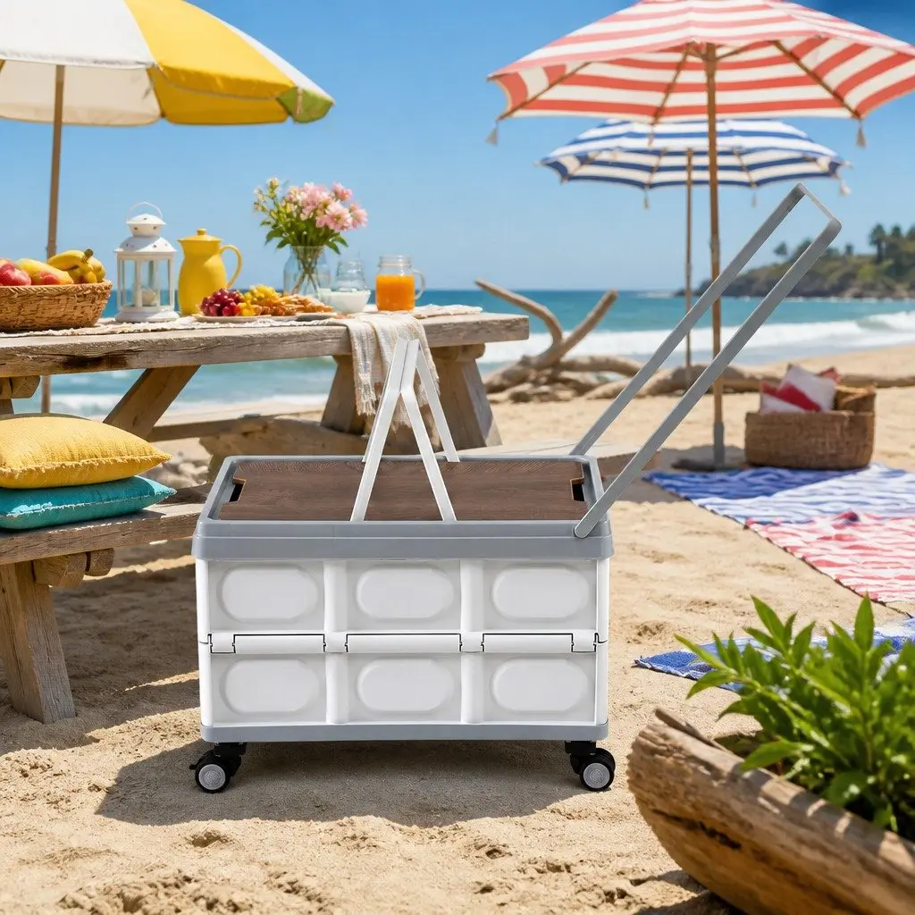 54L Collapsible Storage Box with Wheels