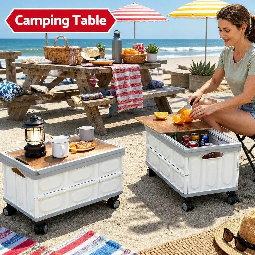 54L Collapsible Storage Box with Wheels