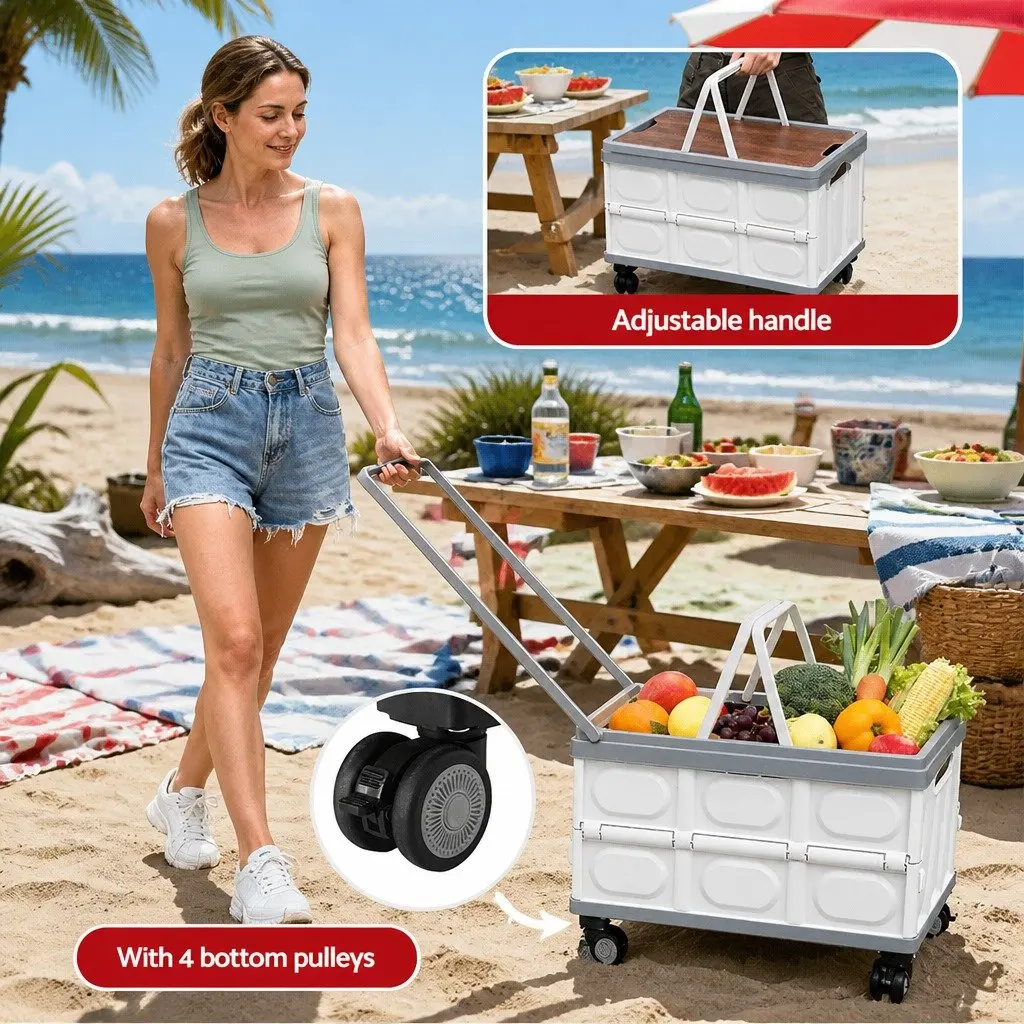 54L Collapsible Storage Box with Wheels