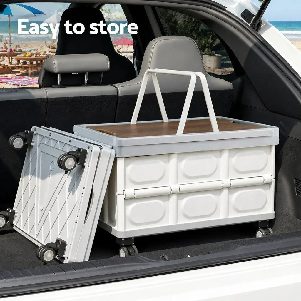 54L Collapsible Storage Box with Wheels