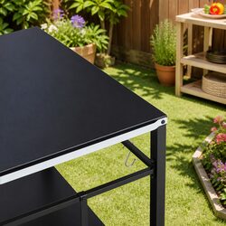 Outdoor BBQ Prep Cart Mobile Kitchen Trolley Stainless Steel Work Table with