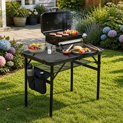 Heavy-Duty Portable Camping BBQ Table 60x40x56cm