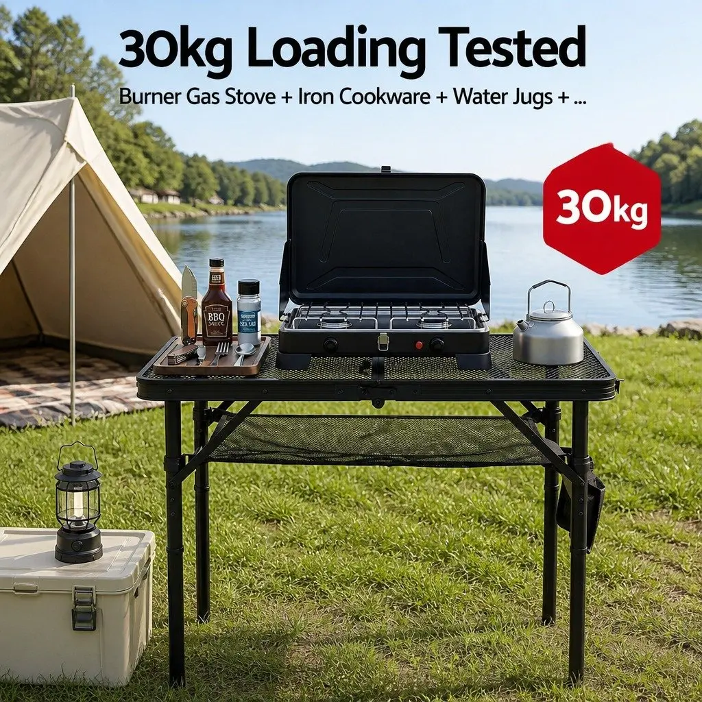 Camping Table Heavy-duty Foldable 60x40x56cm Black
