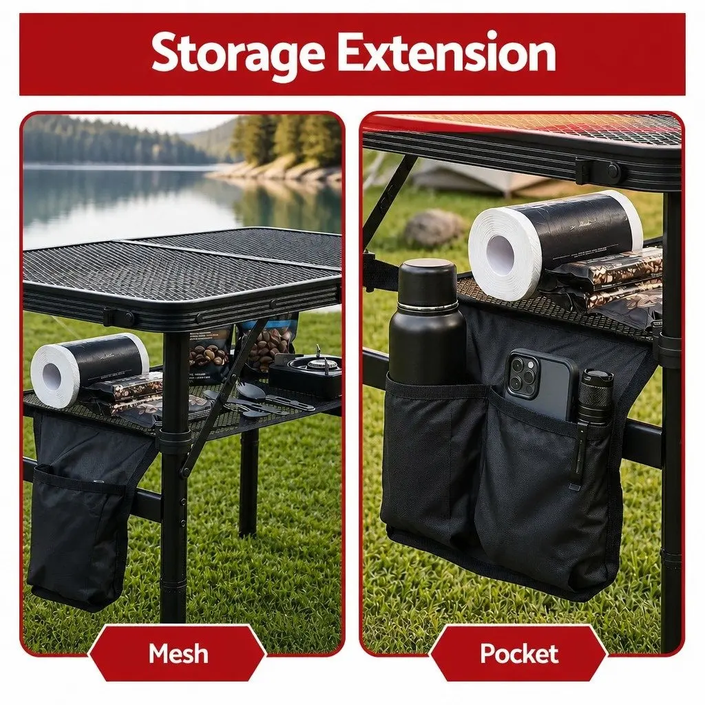 Camping Table Heavy-duty Foldable 60x40x56cm Black