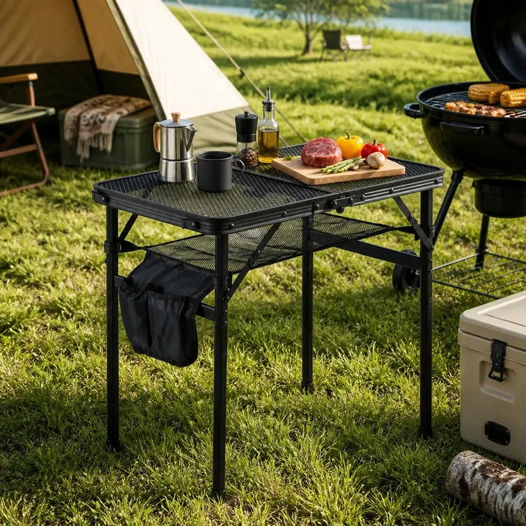 Camping Table Heavy-duty Foldable 60x40x56cm Black