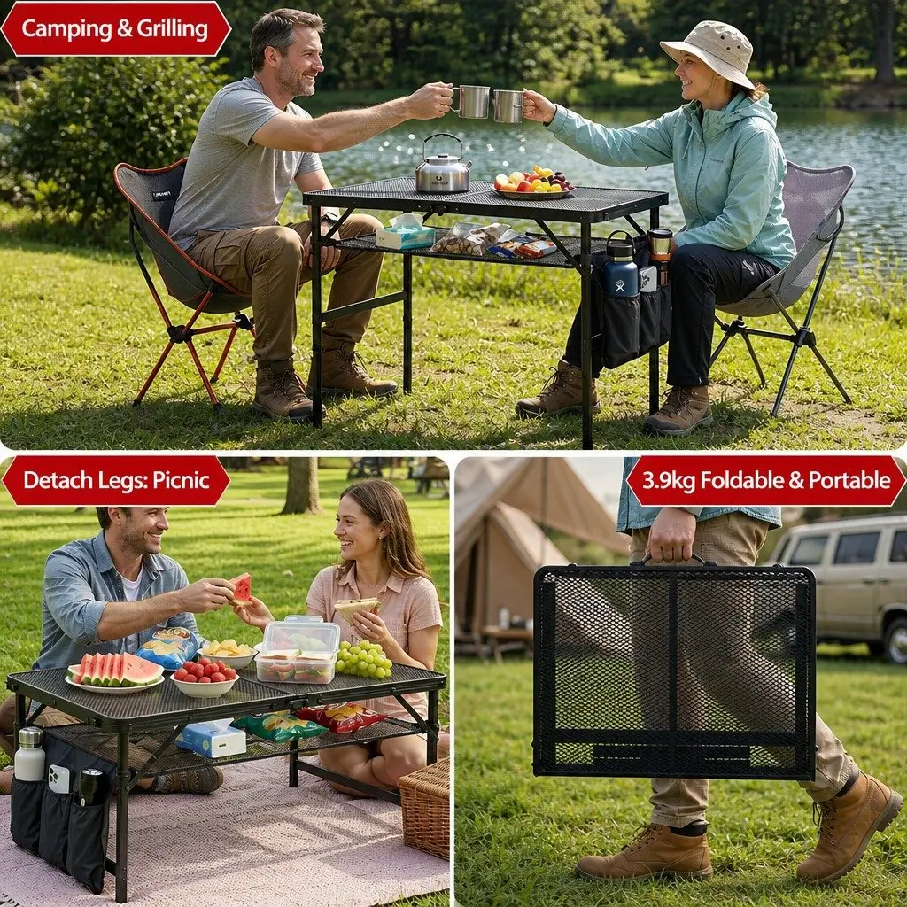Foldable BBQ Camping Table for Outdoor Cooking