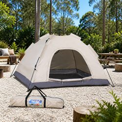 Camping Tent Pop Up 2 Person Instant Auto Setup Outdoor Hiking Beige