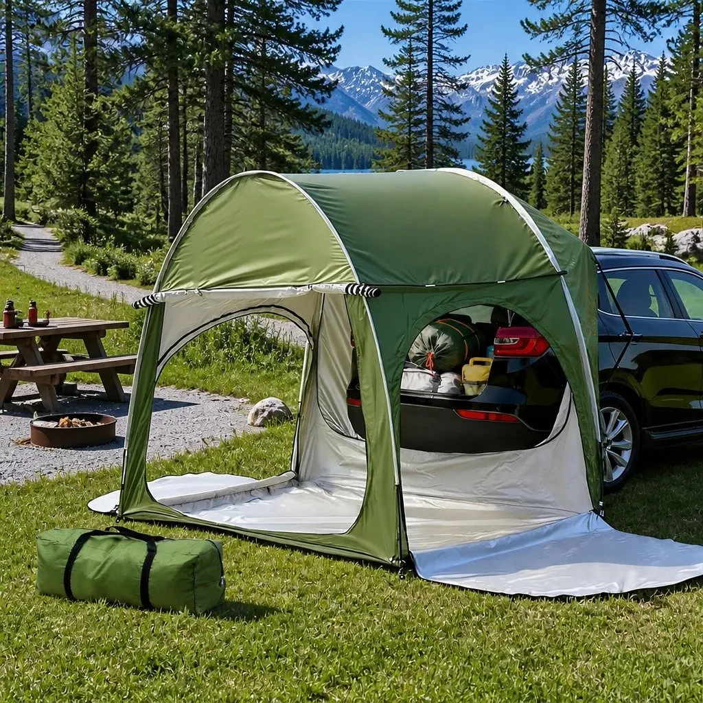 Portable Green Canopy Tent for SUVs and Hatchbacks