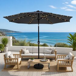 2.9m Charcoal Outdoor Umbrella with LED Lights