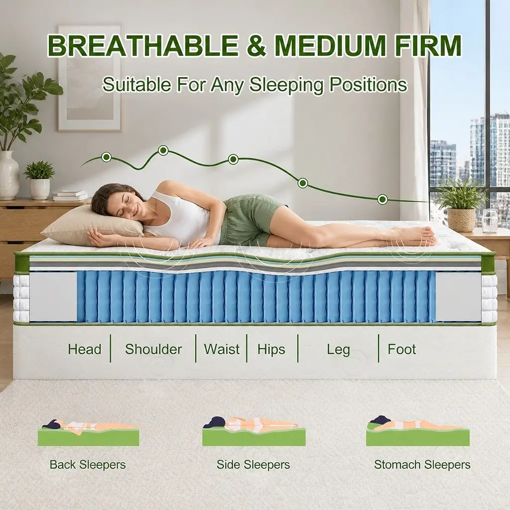 Double Mattress Gel Memory Foam 30cm Pocket Spring White