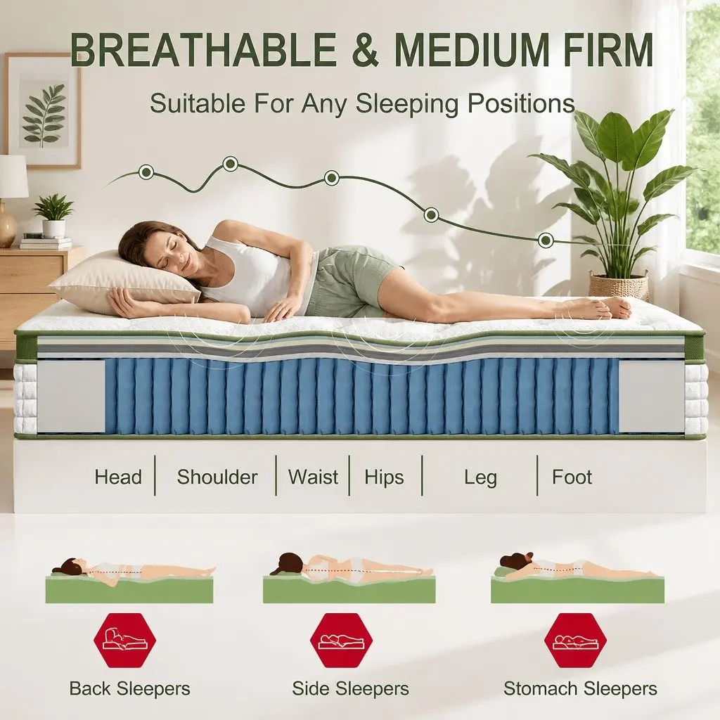 King Single Hybrid Mattress Gel Memory Foam 30cm White