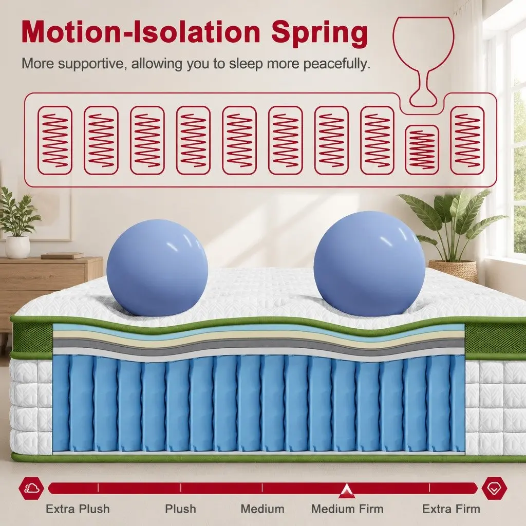 King Single Hybrid Mattress Gel Memory Foam 30cm White