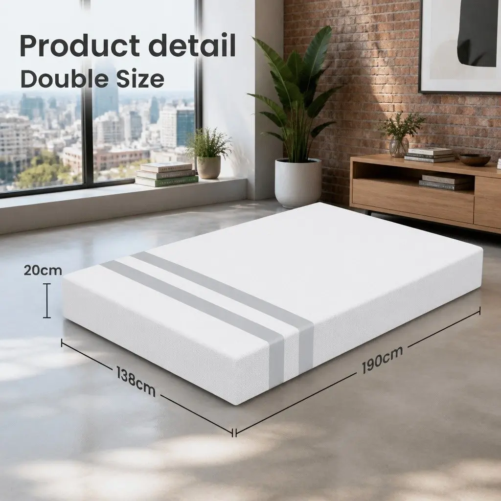 Double Memory Foam Mattress 20cm Medium Soft Reversible White