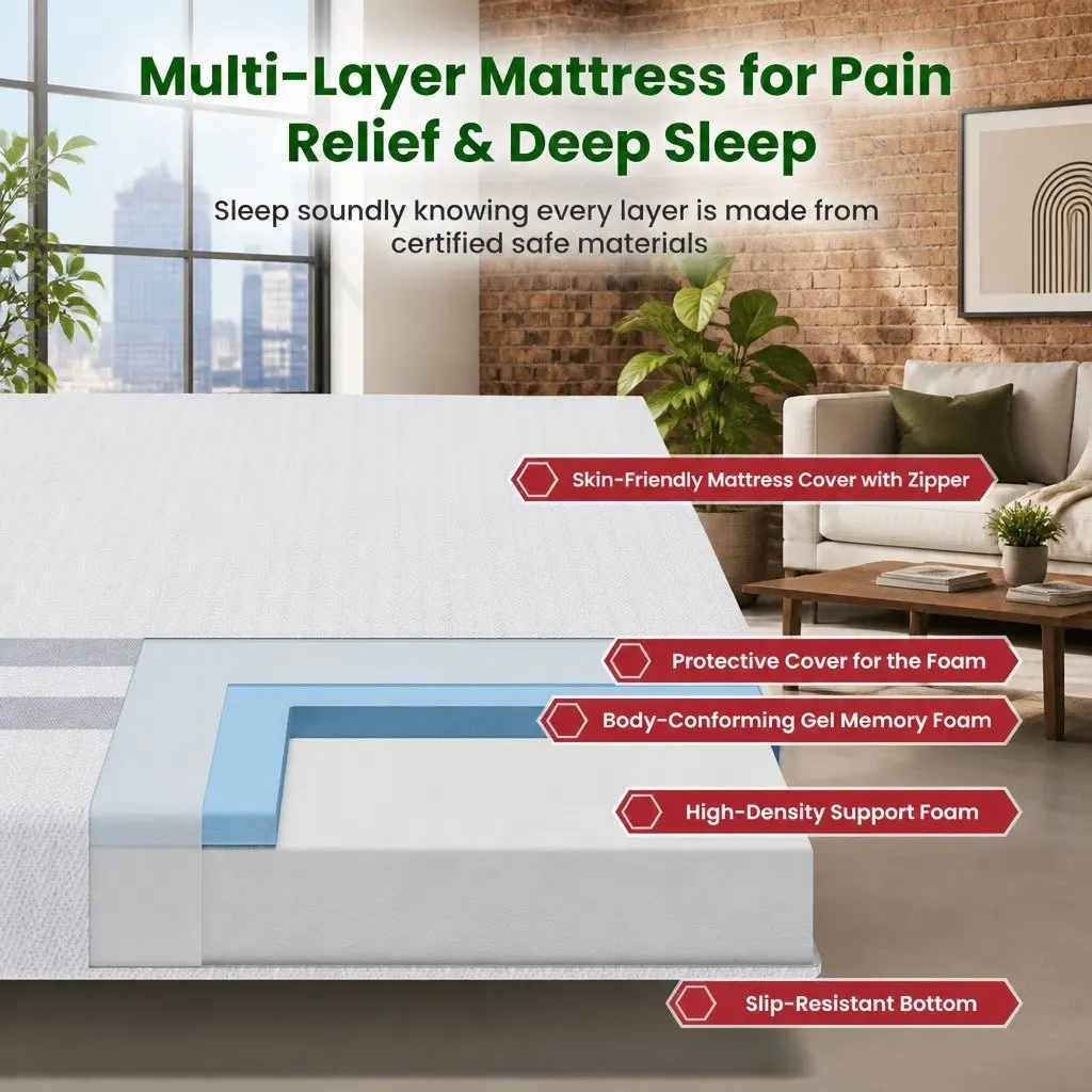 Double Memory Foam Mattress 20cm Medium Soft Reversible White