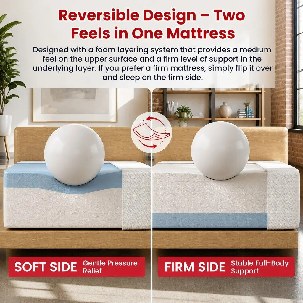 Double Memory Foam Mattress 20cm Medium Soft Reversible White